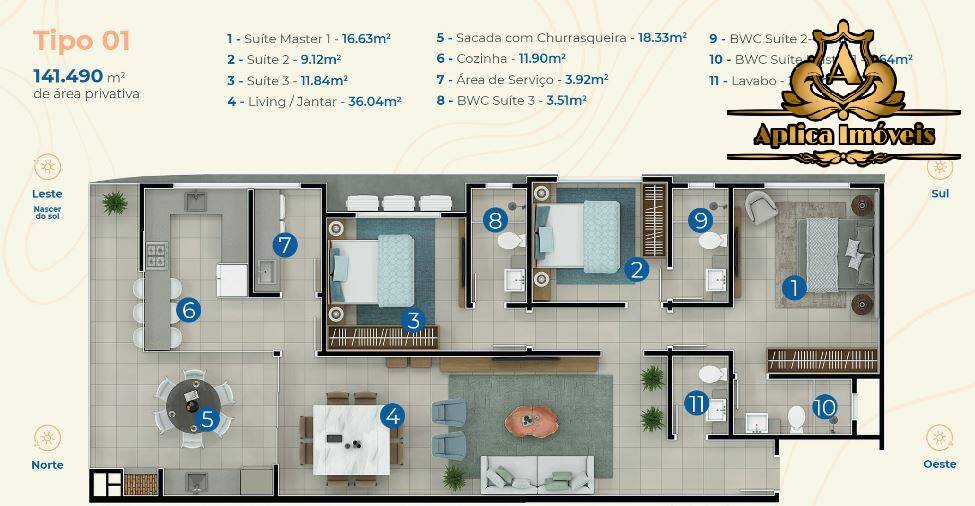 Apartamento à venda com 3 quartos, 132m² - Foto 7