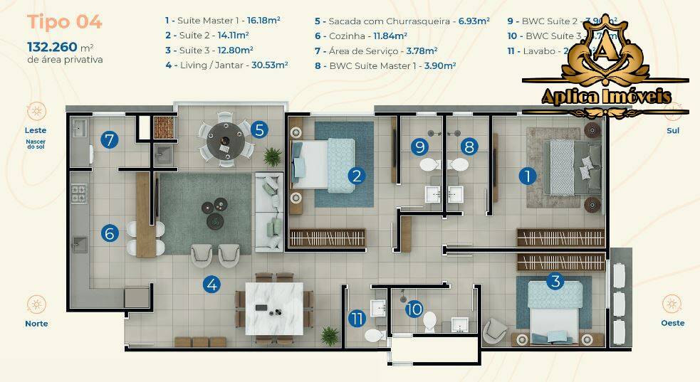 Apartamento à venda com 3 quartos, 132m² - Foto 9